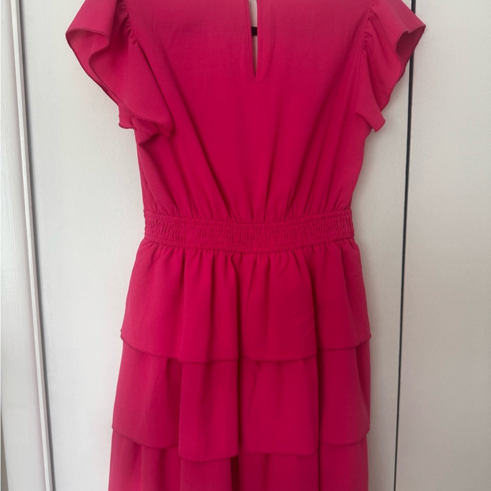 Pink Ruffled Cocktail Dress - Picture 6 of 9